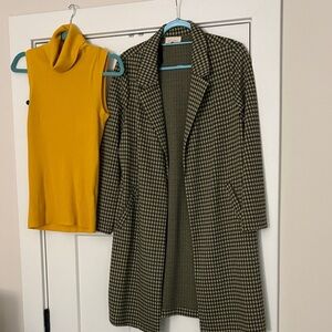 MELLODAY Black and Cream Checkered Blazer